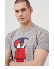 T-shirt - koszulka męska t-shirt bawełniany 217808 kolor szary z nadrukiem - Answear.com Champion