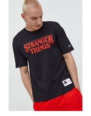 T-shirt - koszulka męska t-shirt bawełniany xStranger Things kolor czarny z nadrukiem - Answear.com Champion