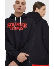 Bluza bluza xStranger Things kolor czarny z kapturem z nadrukiem - Answear.com Champion