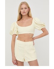 Spodnie szorty damskie kolor żółty gładkie high waist - Answear.com For Love & Lemons