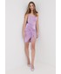 Sukienka Bardot sukienka kolor fioletowy mini dopasowana