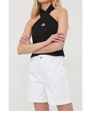 Spodnie szorty bawełniane damskie kolor biały gładkie high waist - Answear.com Gestuz