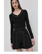 Spodnie szorty damskie kolor czarny gładkie high waist - Answear.com Morgan