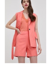 Spodnie szorty damskie kolor pomarańczowy gładkie high waist - Answear.com Morgan