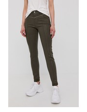 Spodnie spodnie damskie kolor zielony dopasowane medium waist - Answear.com Morgan