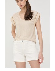 Spodnie szorty jeansowe damskie kolor biały gładkie medium waist - Answear.com Morgan