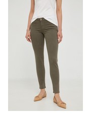 Spodnie spodnie damskie kolor zielony dopasowane high waist - Answear.com Morgan