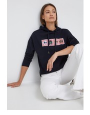 Bluza bluza damska kolor granatowy z kapturem z nadrukiem - Answear.com Joop!