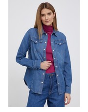 Koszula Koszula jeansowa damska regular z kołnierzykiem klasycznym - Answear.com Armani Exchange