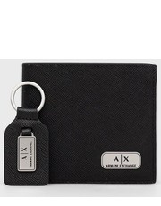 Portfel portfel + brelok męski kolor czarny - Answear.com Armani Exchange