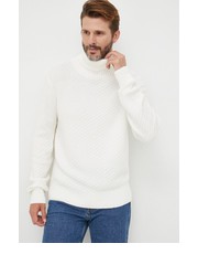 Sweter męski sweter z domieszką lnu męski kolor biały lekki z golferm - Answear.com Armani Exchange