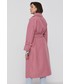 Płaszcz Armani Exchange Płaszcz damski kolor różowy przejściowy dwurzędowy