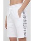 Spodnie Armani Exchange Szorty bawełniane damskie kolor biały z aplikacją medium waist