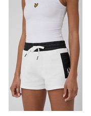 Spodnie szorty damskie kolor biały z aplikacją medium waist - Answear.com Armani Exchange