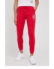 Spodnie spodnie bawełniane damskie kolor czerwony gładkie - Answear.com Armani Exchange