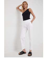 Spodnie spodnie bawełniane damskie kolor biały fason chinos high waist - Answear.com Armani Exchange