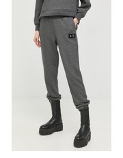 Spodnie spodnie dresowe bawełniane damskie kolor szary gładkie - Answear.com Armani Exchange