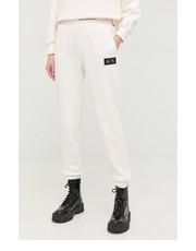 Spodnie spodnie dresowe bawełniane damskie kolor beżowy gładkie - Answear.com Armani Exchange