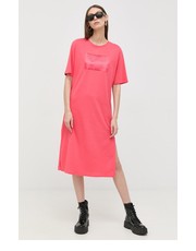 Sukienka sukienka bawełniana kolor różowy midi prosta - Answear.com Armani Exchange