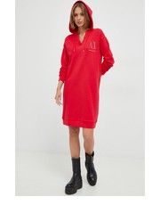 Sukienka sukienka bawełniana kolor czerwony midi prosta - Answear.com Armani Exchange