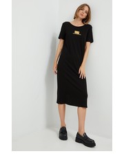 Sukienka sukienka bawełniana kolor czarny midi prosta - Answear.com Armani Exchange