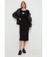 Sukienka Armani Exchange sukienka bawełniana kolor czarny midi prosta