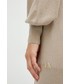 Sweter Armani Exchange kardigan wełniany damski kolor beżowy lekki