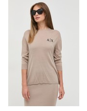 Sweter sweter wełniany damski kolor beżowy lekki - Answear.com Armani Exchange