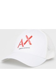 Czapka czapka z daszkiem kolor biały z nadrukiem - Answear.com Armani Exchange