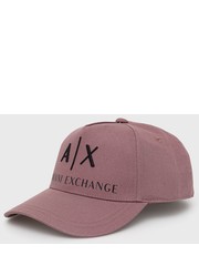 Czapka czapka bawełniana kolor fioletowy z aplikacją - Answear.com Armani Exchange