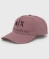 Czapka Armani Exchange czapka bawełniana kolor fioletowy z aplikacją