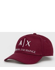 Czapka czapka bawełniana kolor bordowy z aplikacją - Answear.com Armani Exchange