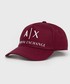 Czapka Armani Exchange czapka bawełniana kolor bordowy z aplikacją
