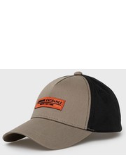 Czapka czapka bawełniana kolor beżowy z aplikacją - Answear.com Armani Exchange