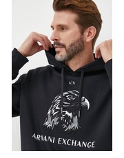 Bluza męska bluza męska kolor czarny z kapturem z aplikacją - Answear.com Armani Exchange