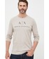 T-shirt - koszulka męska Armani Exchange longsleeve bawełniany kolor szary z nadrukiem