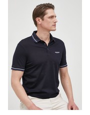T-shirt - koszulka męska polo bawełniane kolor granatowy z nadrukiem - Answear.com Armani Exchange