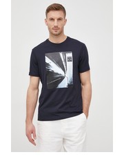 T-shirt - koszulka męska t-shirt bawełniany kolor granatowy z nadrukiem - Answear.com Armani Exchange