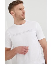 T-shirt - koszulka męska t-shirt męski kolor biały z aplikacją - Answear.com Armani Exchange