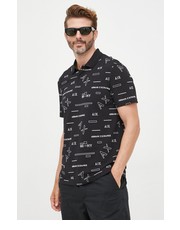 T-shirt - koszulka męska polo męski kolor czarny wzorzysty - Answear.com Armani Exchange
