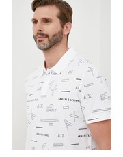 T-shirt - koszulka męska polo męski kolor biały wzorzysty - Answear.com Armani Exchange
