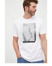 T-shirt - koszulka męska t-shirt bawełniany kolor biały z nadrukiem - Answear.com Armani Exchange