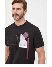 T-shirt - koszulka męska t-shirt bawełniany kolor czarny z nadrukiem - Answear.com Armani Exchange