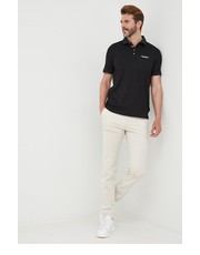 T-shirt - koszulka męska polo bawełniane kolor czarny z nadrukiem - Answear.com Armani Exchange