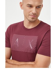 T-shirt - koszulka męska t-shirt bawełniany kolor bordowy z nadrukiem - Answear.com Armani Exchange