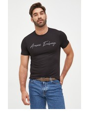 T-shirt - koszulka męska t-shirt bawełniany kolor czarny z aplikacją - Answear.com Armani Exchange