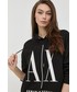 Bluza Armani Exchange bluza bawełniana damska kolor czarny z kapturem z aplikacją