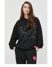Bluza bluza bawełniana damska kolor czarny z kapturem z nadrukiem - Answear.com Armani Exchange