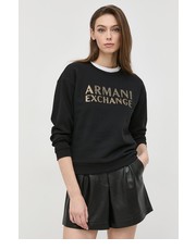 Bluza bluza bawełniana damska kolor czarny z nadrukiem - Answear.com Armani Exchange