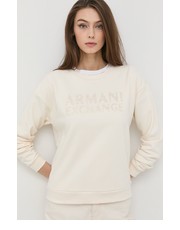 Bluza bluza bawełniana damska kolor beżowy z nadrukiem - Answear.com Armani Exchange